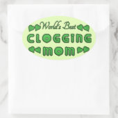 世界の詰ま最高のりママグリーン 楕円形シール (バッグ)