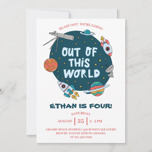 世界の誕生日会の外の空間 招待状 (正面)