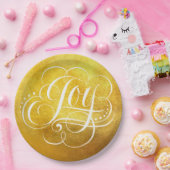 世界の豪華なクリスマスへの喜び – 金フェイク箔 ペーパープレート (パーティー)