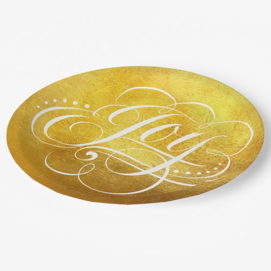 世界の豪華なクリスマスへの喜び – 金フェイク箔 ペーパープレート (アングル)