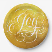 世界の豪華なクリスマスへの喜び – 金フェイク箔 ペーパープレート (正面)