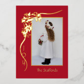 世界の赤い箔クリスマスカードへの喜び 箔招待状 (正面)