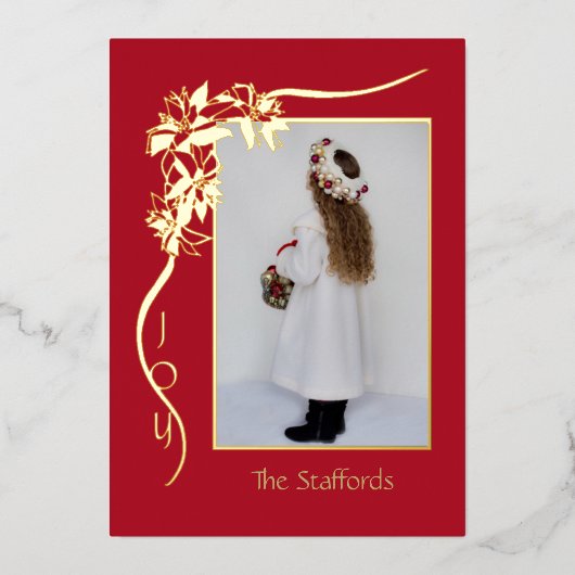 世界の赤い箔クリスマスカードへの喜び 箔招待状 (正面)