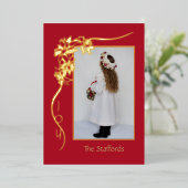 世界の赤い箔クリスマスカードへの喜び 箔招待状 (立ち正面)