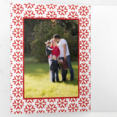 世界の赤い雪の結晶クリスマスに喜び 三つ折りクリスマスカード (内部最初)