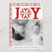 世界の赤い雪の結晶クリスマスホリデーへの喜び シーズンカード (正面/裏面)