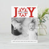 世界の赤い雪の結晶クリスマスホリデーへの喜び シーズンカード (スタンド正面)