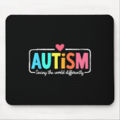世界の違いを見る自閉症啓発支援 マウスパッド (正面)