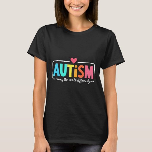 世界の違いを見る自閉症啓発支援 Tシャツ (正面)