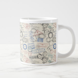 世界の郵便切手パターン ジャンボコーヒーマグカップ