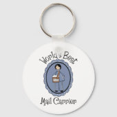 世界の郵便最高の会社女性の贈り物とティー キーホルダー (正面)