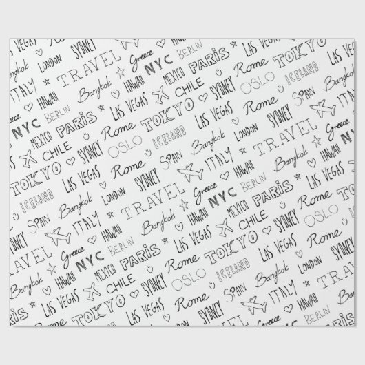 世界の都市の名前を旅行wanderlust クール ラッピングペーパー (フラット)