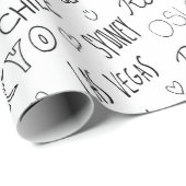 世界の都市の名前を旅行wanderlust クール ラッピングペーパー (ロールコーナー)