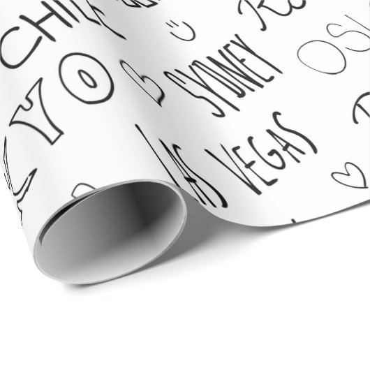 世界の都市の名前を旅行wanderlust クール ラッピングペーパー (ロールコーナー)