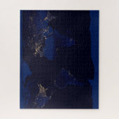 世界の都市光を示す地球の平面地図 ジグソーパズル (縦)