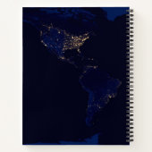 世界の都市光を示す地球の平面地図 ノートブック (裏面)