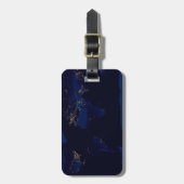 世界の都市光を示す地球の平面地図 ラゲッジタグ (正面縦)