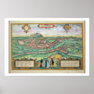 『世界の都市』(Civitates Orbis Terrarum)よりザルツブルクの地図 b ポスター