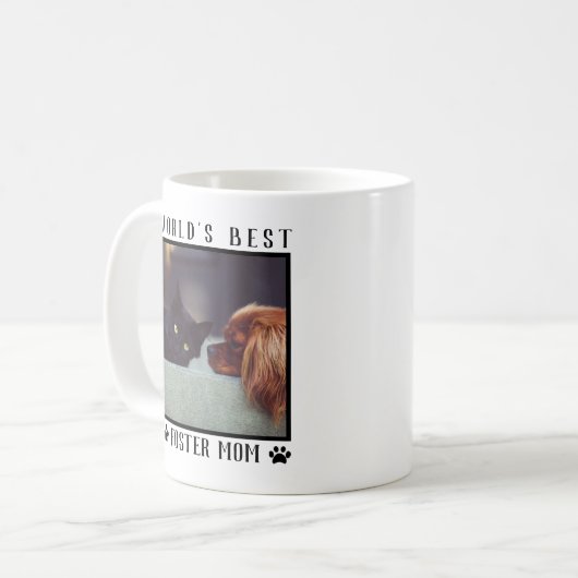 世界の里親最高の母の手がペットの写真フレームをプリント コーヒーマグカップ (正面左)