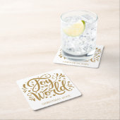 世界の金ゴールドスクリスエレガントターへの喜び スクエアペーパーコースター (インサイチュ)