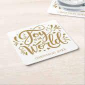 世界の金ゴールドスクリスエレガントターへの喜び スクエアペーパーコースター (アングル)