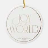世界の金ゴールドフレームフェイクへの喜びクリスマス/休日 セラミックオーナメント (正面)