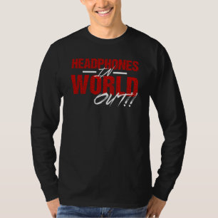 世界の長袖のヘッドホーン(黒か赤) Tシャツ