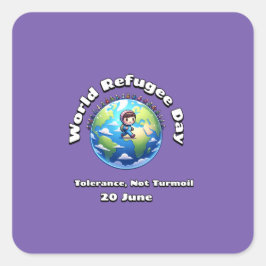 世界の難民の日。6月20 スクエアシール
