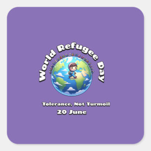 世界の難民の日。6月20 スクエアシール