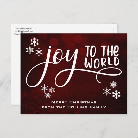 世界の雪の結晶への喜びクリスマスメッセージ シーズンポストカード (正面/裏面)