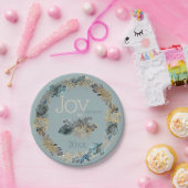 世界の青い熱帯性のクリスマスリーフに喜び ペーパープレート (パーティー)