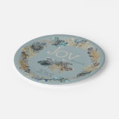 世界の青い熱帯性のクリスマスリーフに喜び ペーパープレート (アングル)