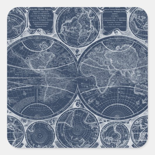 世界の青写真 スクエアシール (正面)