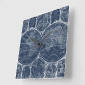 世界の青写真 スクエア壁時計 (傾斜)