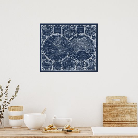 世界の青写真 ポスター (キッチン)