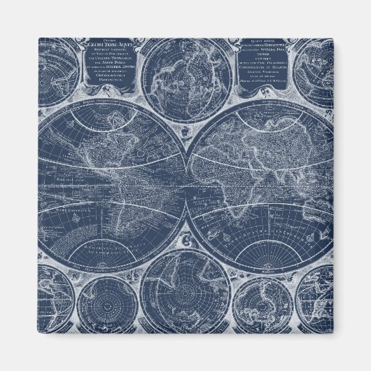 世界の青写真 マグネット (正面)