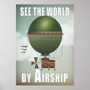 世界の飛行船のCitronnier Steampunk旅行を見て下さい ポスター