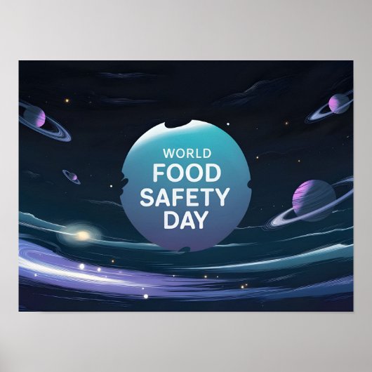 世界の食の安全の日バナーと文字宇宙 ポスター (正面)