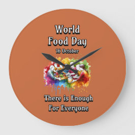 世界の食の日。みんなで十分だ。 ラージ壁時計