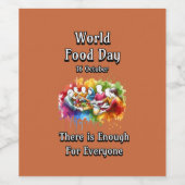 世界の食の日。みんなで十分だ。 ワインラベル (シングルラベル)