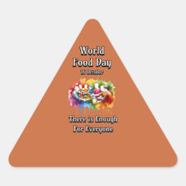 世界の食の日。みんなで十分だ。 三角形シール
