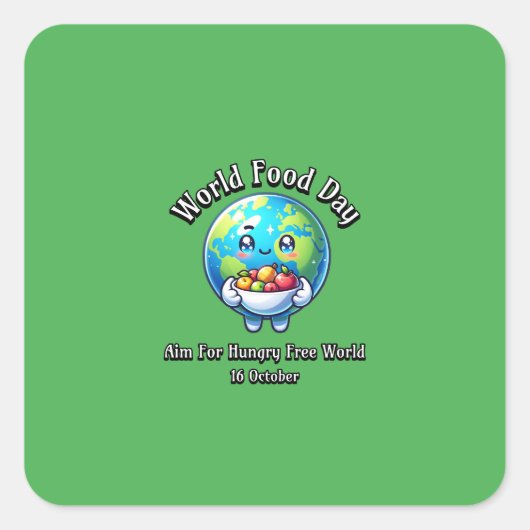 世界の食の日。空腹の自由の世界を目指す。 スクエアシール (正面)