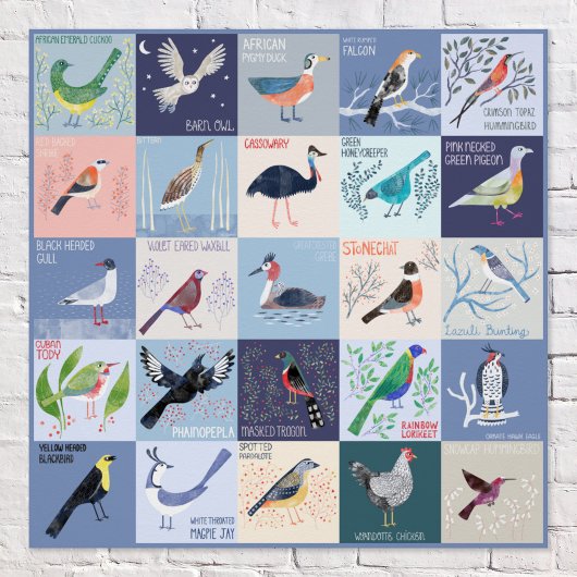 世界の鳥たちの水彩画アート ポスター