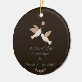 世界の鳩の中でクリスマスの平和を望むもの セラミックオーナメント (左)