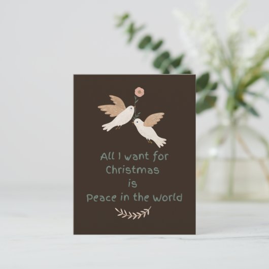 世界の鳩の中でクリスマスの平和を望むもの ポストカード (スタンド正面)