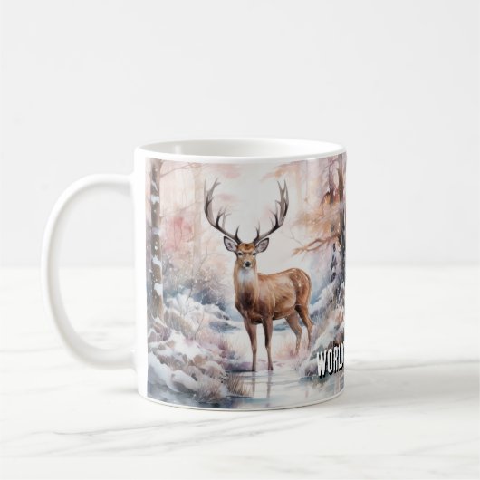世界の鹿最高の狩りクリスマス コーヒーマグカップ (左)