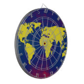 世界の黄色い地図 ダーツボード (正面左)