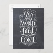 世界の黒板に喜ぶレタリングクリスマス シーズンポストカード (正面/裏面)