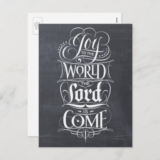 世界の黒板に喜ぶレタリングクリスマス シーズンポストカード (正面/裏面)