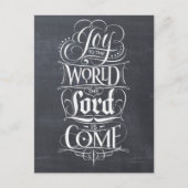 世界の黒板に喜ぶレタリングクリスマス シーズンポストカード (正面)